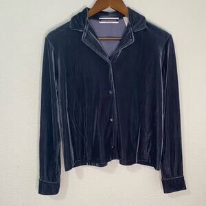 Vintage Amanda Smith Top Velvet 90s Y2K Long Sleeve Button down Womens Size S